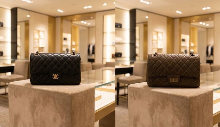샤넬매장 백 진열된 모습