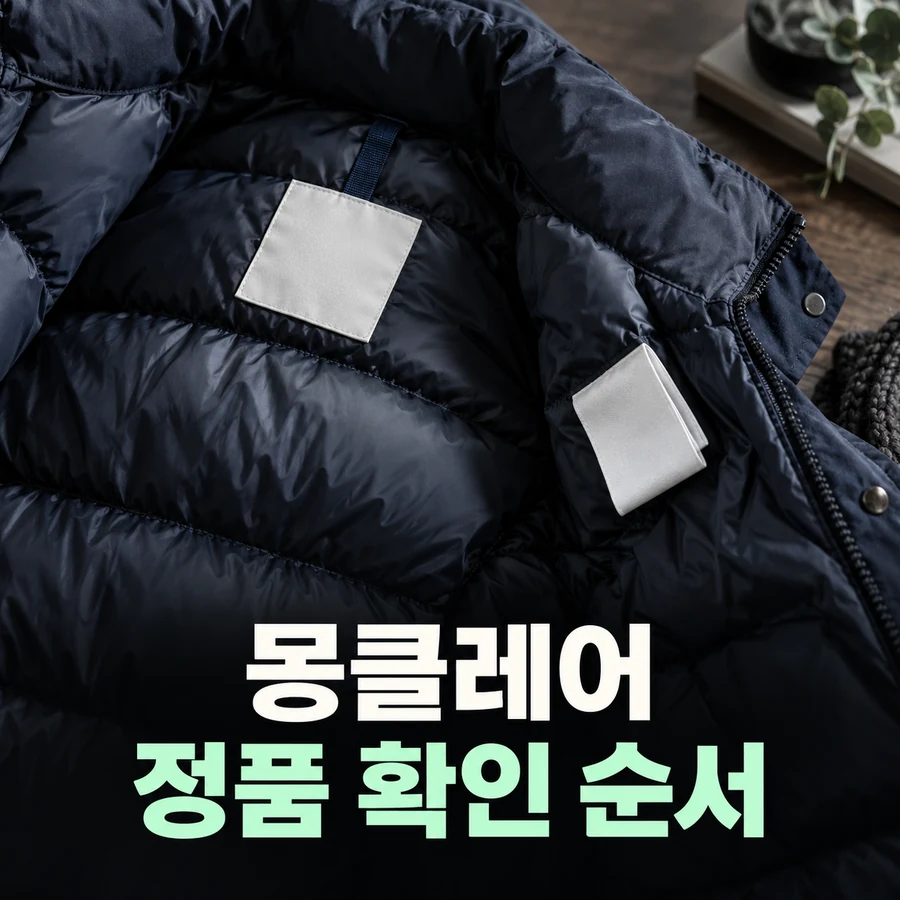 정품 확인 절차를 설명하는 무표기 의류 라벨 이미지